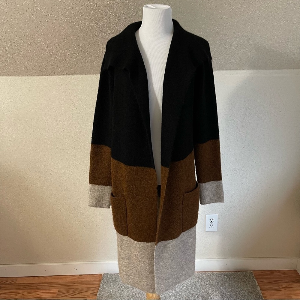 Max Studio Women's Long Sleeve Open Front Drape Long Sweater Knit Cardigan - Picture 3 of 8